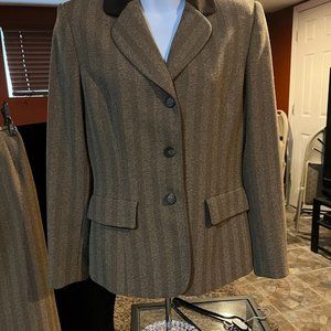 BROWN TWEED BLAZER AND MAXI SKIRT SUIT